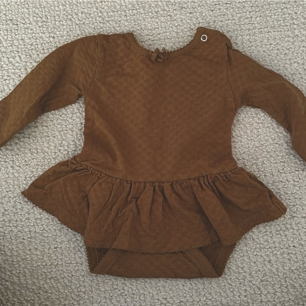 Quincy Mae Pointelle Knit Skirted Onesie